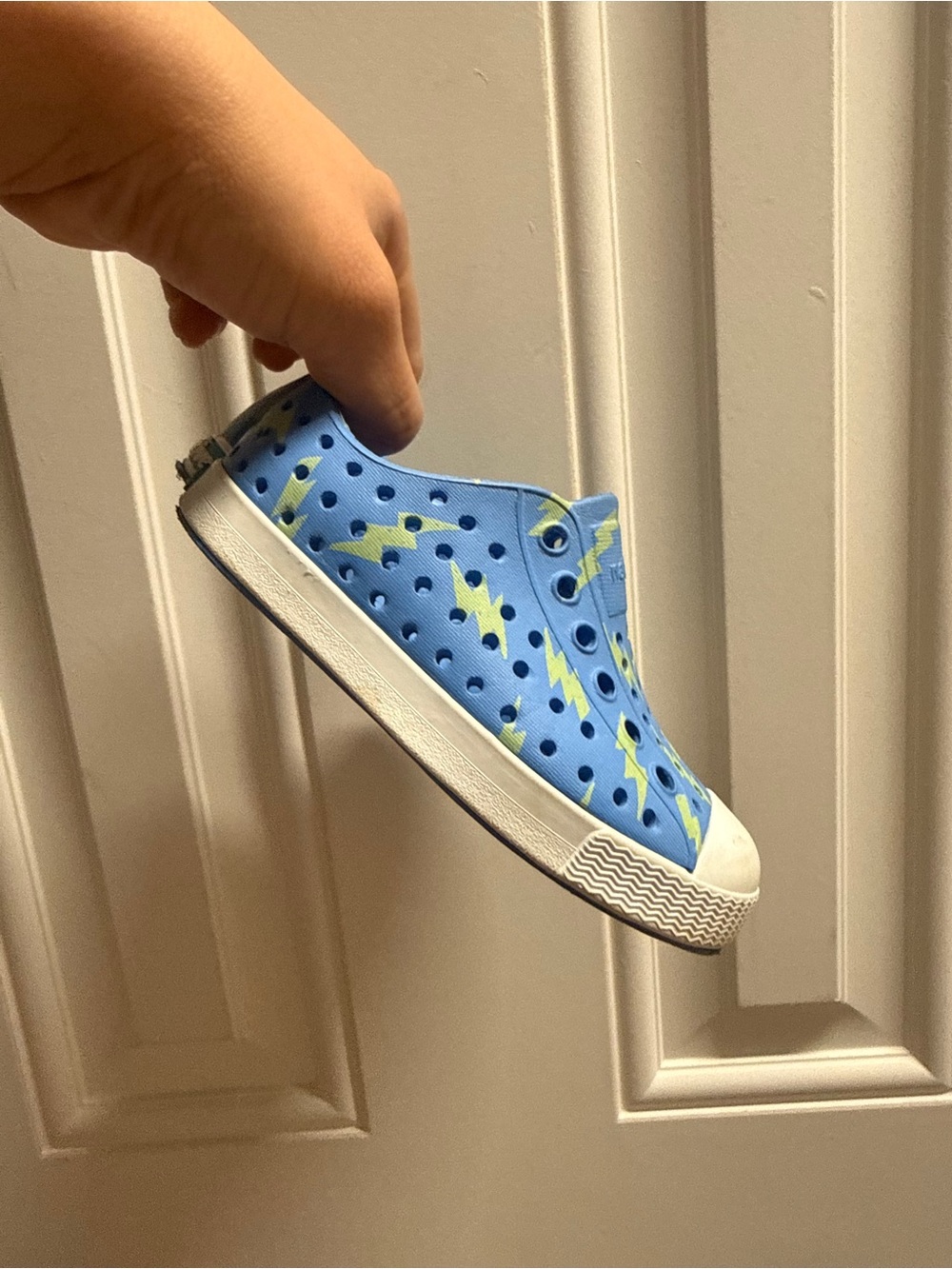 Native Kids Blue Slip-On Sneakers with Yellow Lightning